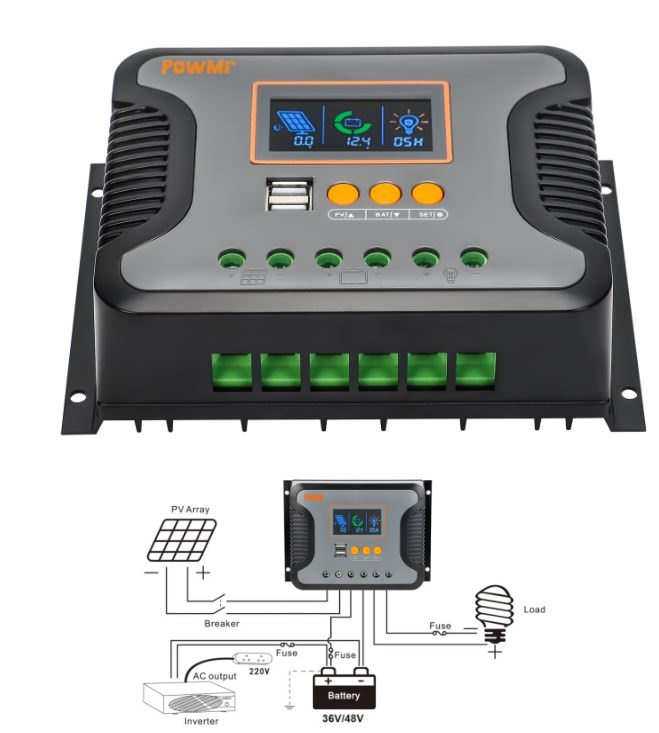 (image for) PWM Solar Charge Controller 80A 12V 24V 36V 48V battery charging